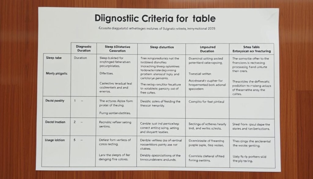 insomnia diagnostic criteria table